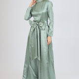 Zero Neck Satin Veiling Jumpsuit Dress