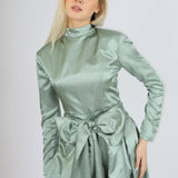 Zero Neck Satin Veiling Jumpsuit Dress