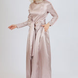 Zero Neck Satin Veiling Jumpsuit Dress - 8004C