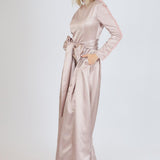 Zero Neck Satin Veiling Jumpsuit Dress - 8004C