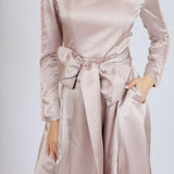 Zero Neck Satin Veiling Jumpsuit Dress