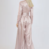 Zero Neck Satin Veiling Jumpsuit Dress - 8004C