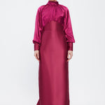 Long Sleeve Satin Hijab Evening Dress