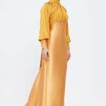 Long Sleeve Satin Hijab Evening Dress