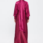 Long Sleeve Satin Hijab Evening Dress