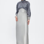 Long Sleeve Satin Hijab Evening Dress