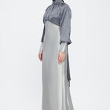 Long Sleeve Satin Hijab Evening Dress