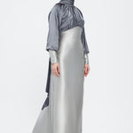 Long Sleeve Satin Hijab Evening Dress