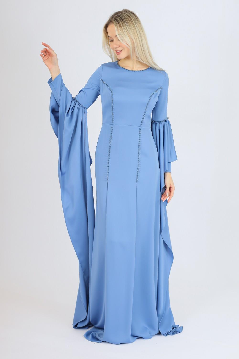 Long Sleeve Slim Cut Long Evening Dress