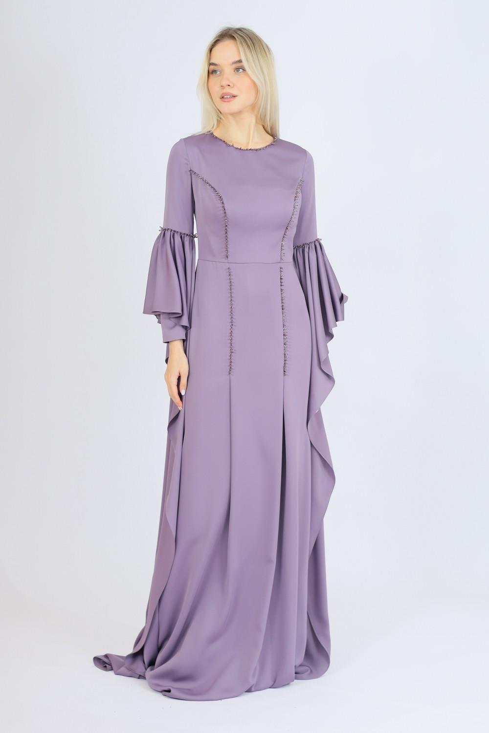 Long Sleeve Slim Cut Long Evening Dress