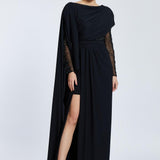 Long Sleeve Slit Long Evening Dress - 2031