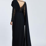 Long Sleeve Slit Long Evening Dress - 2031