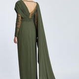 Long Sleeve Slit Long Evening Dress - 2031