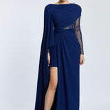 Long Sleeve Slit Long Evening Dress - 2031