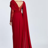 Long Sleeve Slit Long Evening Dress - 2031