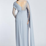 Long Sleeve Slit Long Evening Dress - 2031