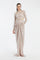 Long Sleeve Rhinestone Embroidered Draped Long Evening Dress