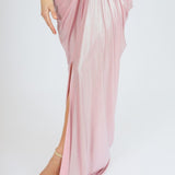 Long Sleeve Rhinestone Embroidered Draped Long Evening Dress