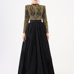 Long Sleeve Stone Jacket & Taffeta Skirt Set