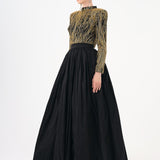 Long Sleeve Stone Jacket & Taffeta Skirt Set