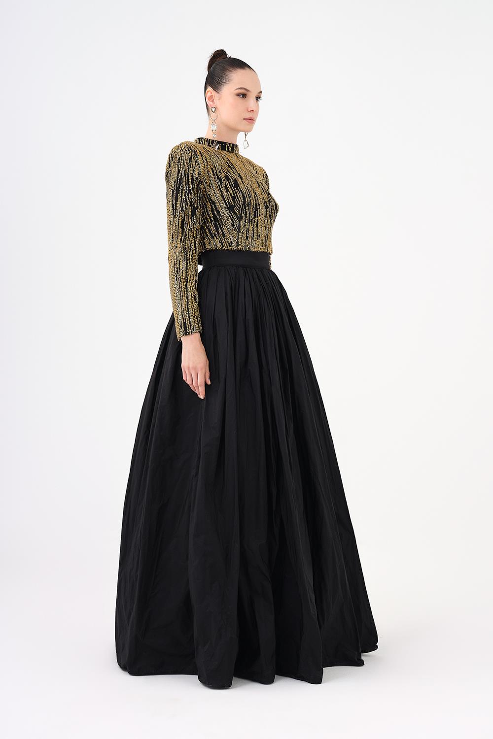 Long Sleeve Stone Jacket & Taffeta Skirt Set