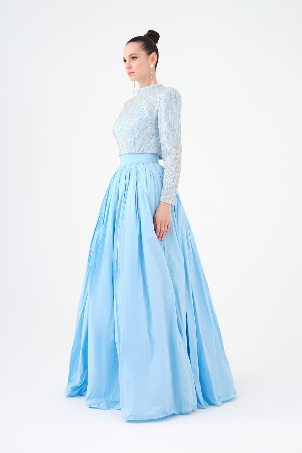 Long Sleeve Stone Jacket & Taffeta Skirt Set