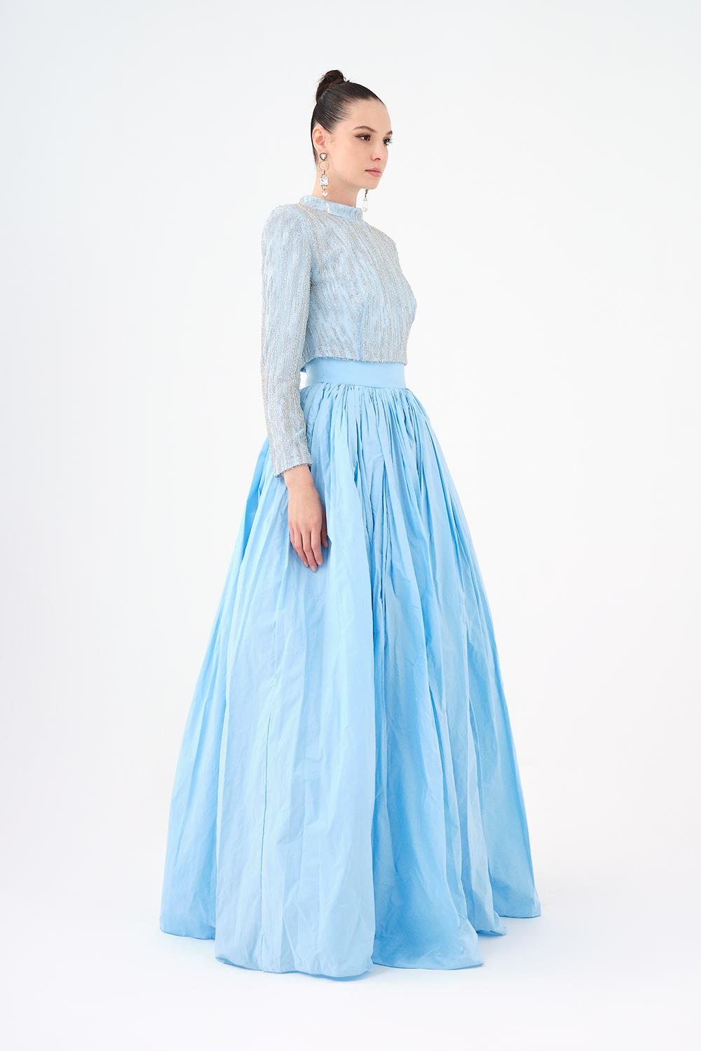 Long Sleeve Stone Jacket & Taffeta Skirt Set