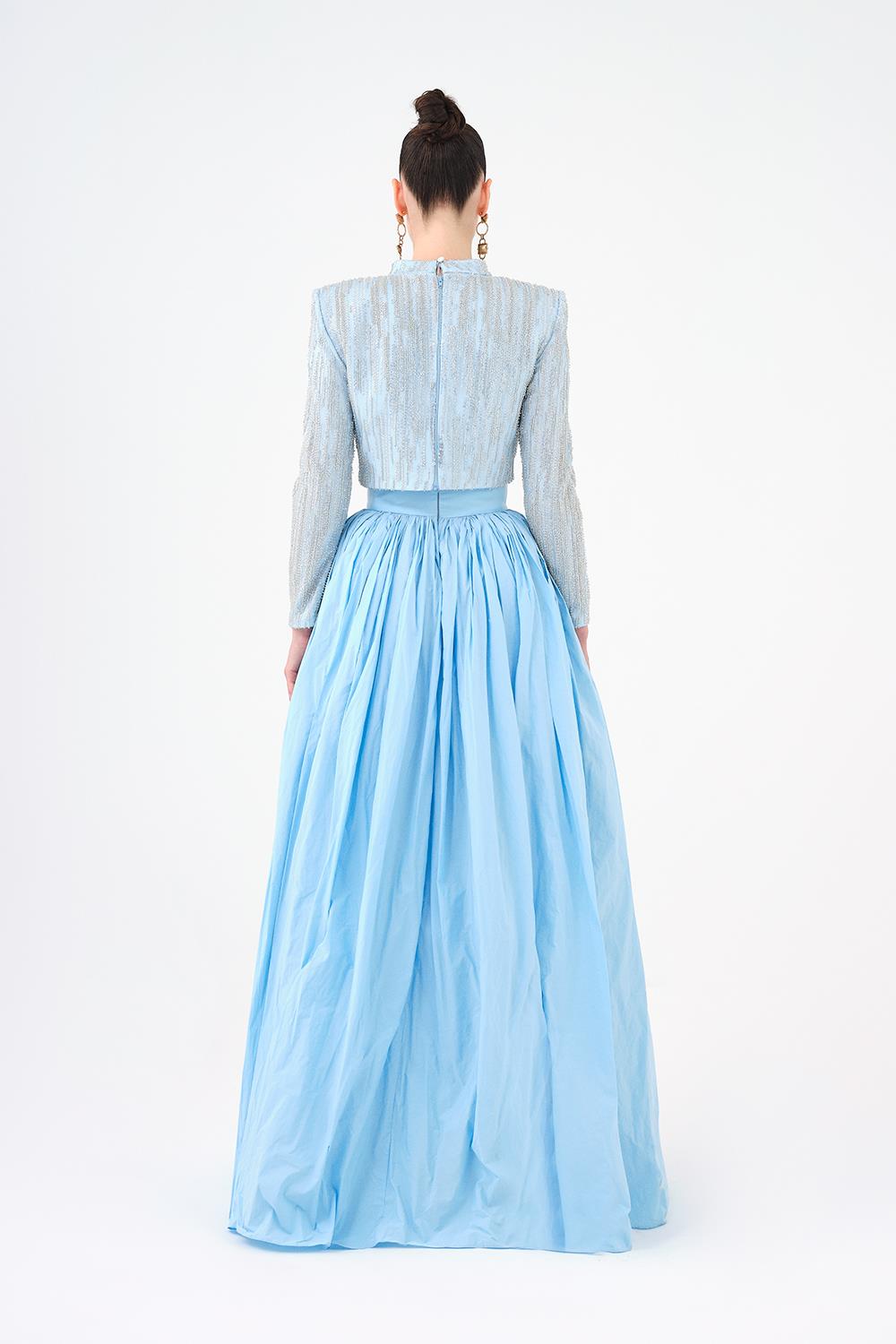 Long Sleeve Stone Jacket & Taffeta Skirt Set