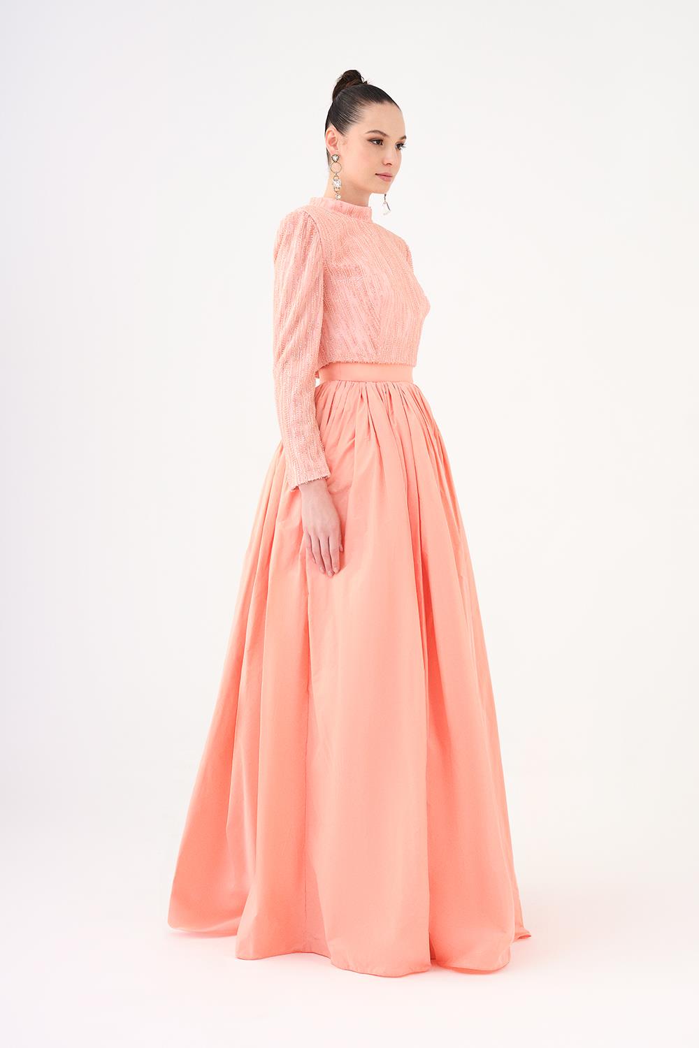 Long Sleeve Stone Jacket & Taffeta Skirt Set