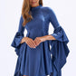 Satin Back Decollete Batwing Sleeve Short Evening Dress