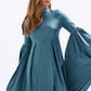 Satin Back Decollete Batwing Sleeve Short Evening Dress