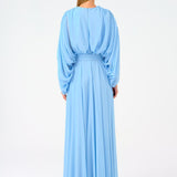 V-Neck Shirred Long Evening Dress - 9047C