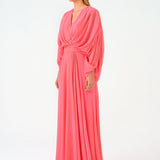 V-Neck Shirred Long Evening Dress - 9047C