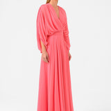 V-Neck Shirred Long Evening Dress - 9047C