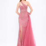 Mambo One Shoulder Slit Stone Evening Dress - 944MG921