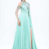 Mambo Slit Shoulder Detail Evening Dress - 917MG772