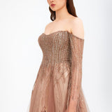 Mambo Sweetheart Neck Off Shoulder Sequin Evening Dress - 917MG725