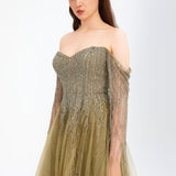 Mambo Sweetheart Neck Off Shoulder Sequin Evening Dress - 917MG725