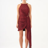 Mini Evening Dress with Stone Drape Detail