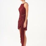 Mini Evening Dress with Stone Drape Detail