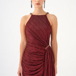 Mini Evening Dress with Stone Drape Detail