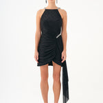 Mini Evening Dress with Stone Drape Detail