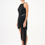 Mini Evening Dress with Stone Drape Detail