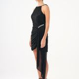 Mini Evening Dress with Stone Drape Detail