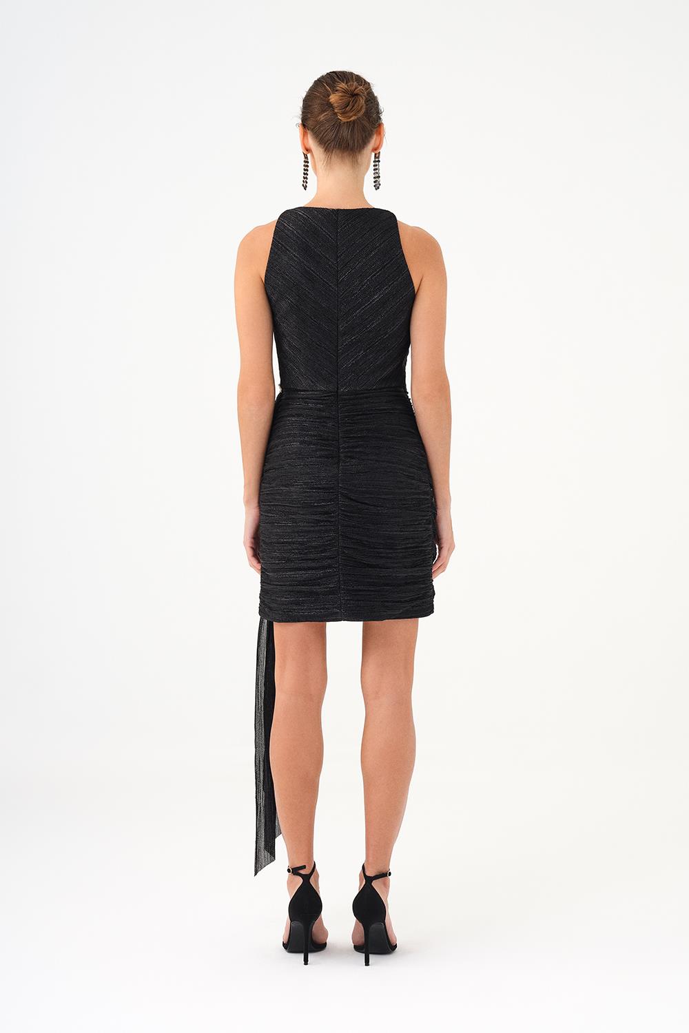 Mini Evening Dress with Stone Drape Detail