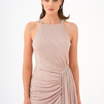 Mini Evening Dress with Stone Drape Detail