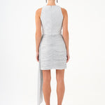 Mini Evening Dress with Stone Drape Detail