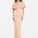 Off-Shoulder Bow Detailed Long Evening Dress - 5029C