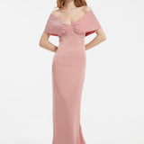 Off-Shoulder Bow Detailed Long Evening Dress - 5029C