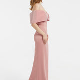 Off-Shoulder Bow Detailed Long Evening Dress - 5029C